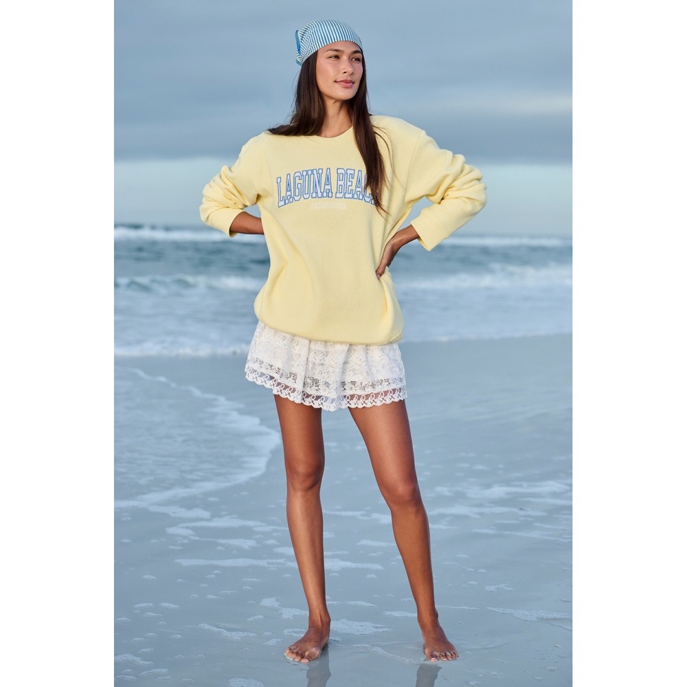 Altar'd State Laguna Beach California Graphic Sweatshirt Yellow Size XL NEW